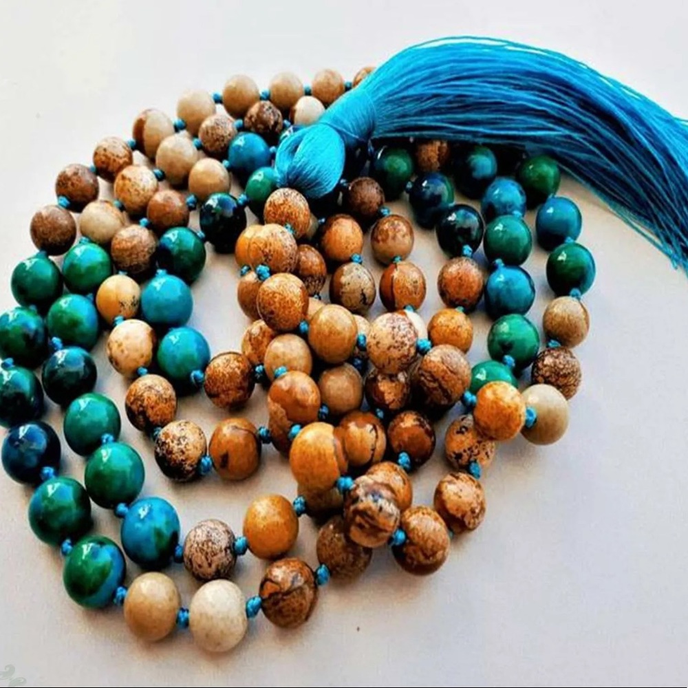 Picture stone Jasper and Chrysocolla Mala - Picture 7 of 7
